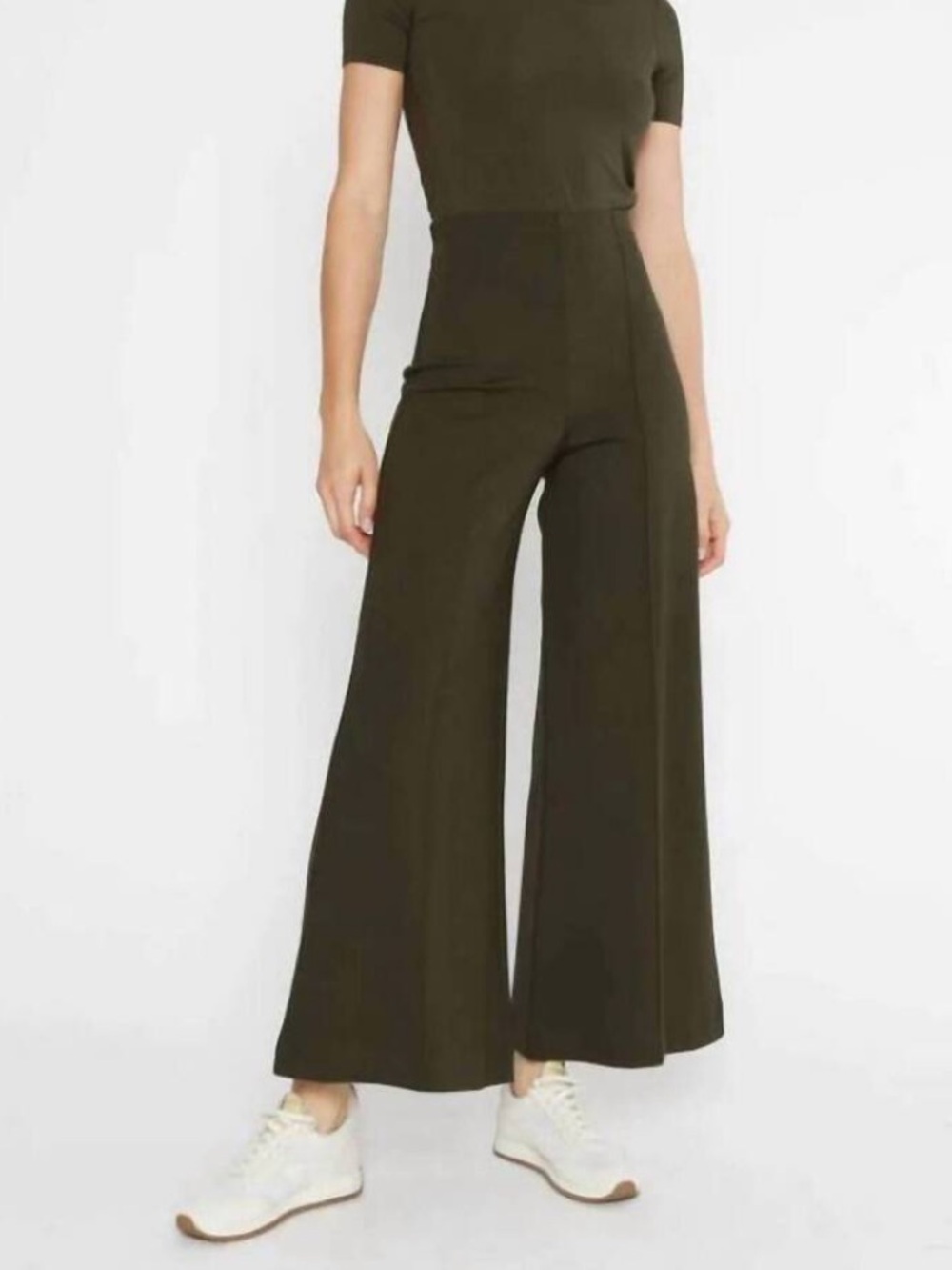 RIPLEY RADER ponte knit wide leg pant in olive Small